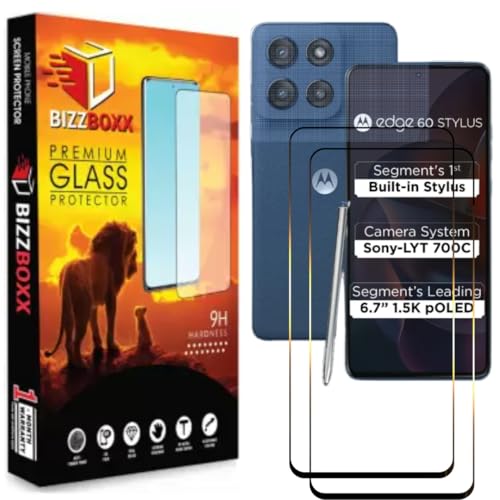 Image of Compatible With Motorola Edge 60 Stylus 5G Tempered Glass Screen Protector Guard - HD Clarity, Anti-Fingerprint, Anti-Scratch (Moto Edge 60 Stylus)|With Installation Kit - Pack of 2