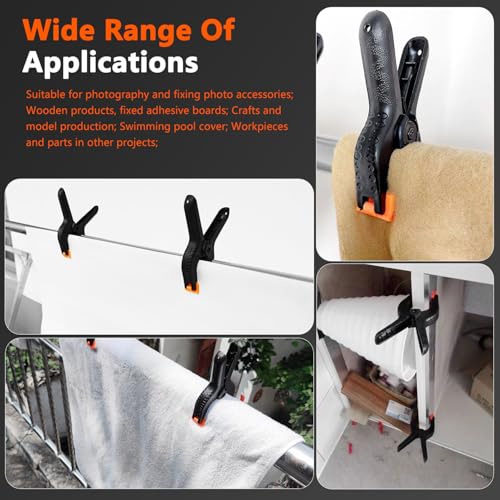 Miniatura 6 de Oba Juego De 12 Pinzas Grandes De 158 Mm, De Nailon De 6 Pulgadas, Para Fotografía De Piscina, Con Gran Envergadura Y Alta Fuerza De Sujeción, Abrazaderas De Resorte, Abrazaderas De Pegamento