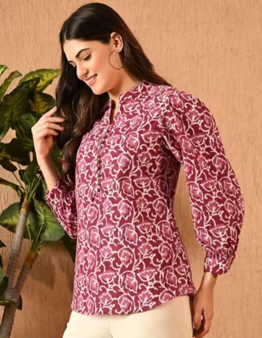 Image of Floral Printed Kurta, Full Sleeve