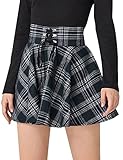 Maeau - Frauen Kariert Falten Rock hohe Taille zum Schnüren,Damen Mini Plaid Faltenrock A-Linie, Mädchen Skater Tennis Schule Gefaltete Rock, Retro Basic Gothic-Stil Tartan Rock - Marine - S