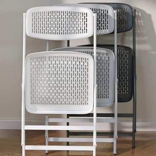 Image of MRC Lazer Folding Chair with Breatheable Nylon Seat for Space-Saving Design for Home, Office, and Dorm Rooms Kitchen,Work,Sturdy,Garden,Balcony,Restaurant Chair - Grey