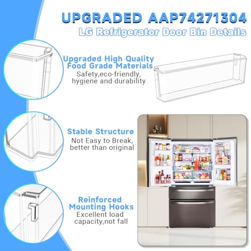 Image of [2 PACK] UPGRADE AAP74271304 Refrigerator Door Bin Compatible with LG Refrigerator Door Shelf AAP74271304 LRMDS3006S LRMDC2306S LRMVC2306D LRMDC2306D LG Fridge Door Shelf Replacement Basket Parts