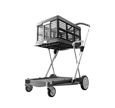 AMAZON - CLAX® Multi use Functional Collapsible carts | Mobile Folding Trolley | Shopping cart with Storage Crate | Platform Truck (Grey)