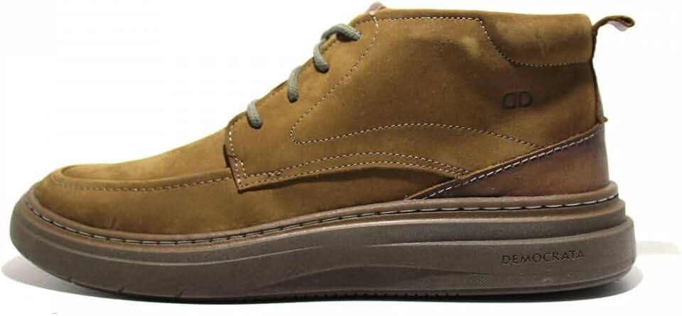 Bota Masculina Couro Conforto Grid Democcrata - Marrom