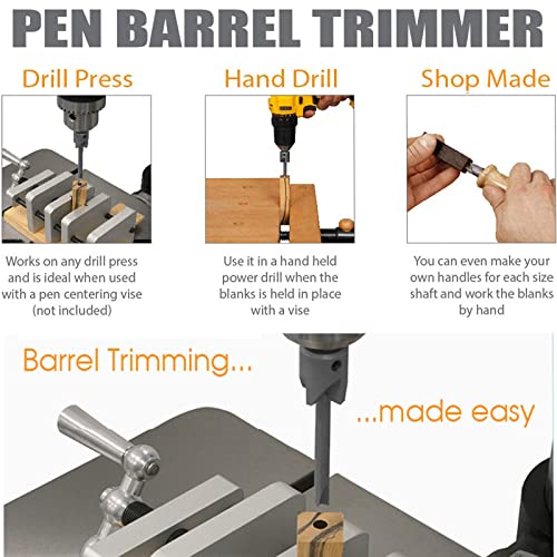 Pen Mill Set, 7 Pc Pen Barrel Trimming System With 3/4 Inch Cutting Head, 7Mm, 8Mm, 3/8 Inch, 10Mm Pilot Cutter Shafts, 0 Size Adaptor Sleeve And Hex Key Wrench, Pen Barrel Mill Trimmer Set By Tackpro #TOP7