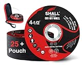 SHALL 25-Pack Cut Off Wheels, 115 x 1.2 x 22.2 mm, Cutting Wheel with Pouch for Angle Grinder, 4.5” Metal & Stainless Steel Fast Cutting Disc, Grinder Wheel for General Purpose Metal Cutting