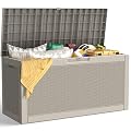 LubanNese Outdoor Storage Box, 66 Gallon Deck Box Waterproof, Outdoor Storage Bin for Patio Furniture Cushion, Garden Supply, Weatherproof, Lockable, Grey