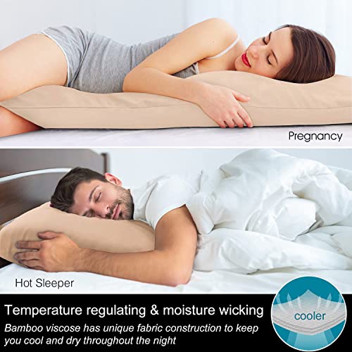 Image of BEDELITE Body Pillow Pillowcase, Rayon from Bamboo, Taupe, 20 inchx54 inch | Cooling and Breathable Body Pillow Cover for Hot Sleepers & Night Sweats, Silky Soft Full Long Pillow Case, Envelope Closure
