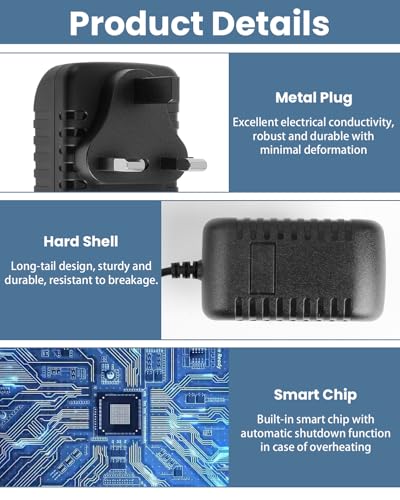 12V 15W Power Supply Charger for Echo Dot 5th 4th 3rd Gen with Clock Dot Kids Edition Echo Show 5 1st & 2nd Gen 1.25A Adapter for Echo Spot Pop Fire TV Cube 4.0 * 1.7mm 1.8 M Power Cord Cable - Image 3