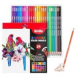 Smilo 24-Count Erasable Colored Pencils with Erasers - Vibrant & Smooth Colors for Drawing, Coloring Books,Art Projects - Premium Art Supplies for Adults & DIY Crafts
