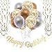 Produktbild O CAT Metall Gold Silber Geburtstagsdeko Junge und Mädchen Laser Happy Birthday Banner Girlande Luftballon Gold Spiralen 1 10th 16th 18th 21st 30th 40th 50th 60th 70th Geburtstag deko Set