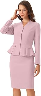 Allegra K 2 Piece Skirt Sets for Women Long Sleeve Blazer and Pencil Skirt Business Suits