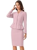 2 Piece Skirt Sets for Women Long Sleeve Blazer and Pencil Skirt Business Suits
