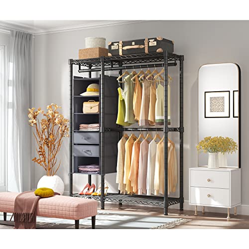 Vipek V2E Wire Garment Rack Heavy Duty Clothes Rack With 6-Shelf Hanging Closet Organizer & 2 Drawers, Freestanding Wardrobe Closet Metal Clothing Rack For Hanging Clothes, Max Load 550Lbs, Black #TOP2