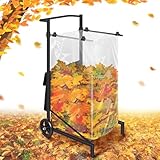 GJQ Leaf Bag Holder, Trash Bag Holder Stand, Lawn Bag Holder, Adjustable Outdoor Metal Portable Trash Bag Holder Stand Cart for 30-45 Gallon Garbage Bags for Leaves, Camping, Yard Weeding, Lawn Party