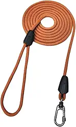 Guia Longa com 5 metros de Corda Passeios Para Cães de Adestramento Mosquetão Reforçado (Camurça)