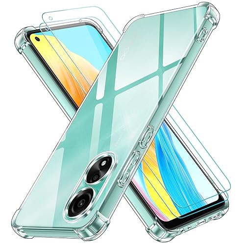 iVoler Cover per Oppo A78 4G (Non per Oppo A78 5G) con 2 Pezzi Pellicola Vetro Temperato, Trasparente Antiurto Custodia, Sottile Morbida in Silicone TPU Protettiva Case