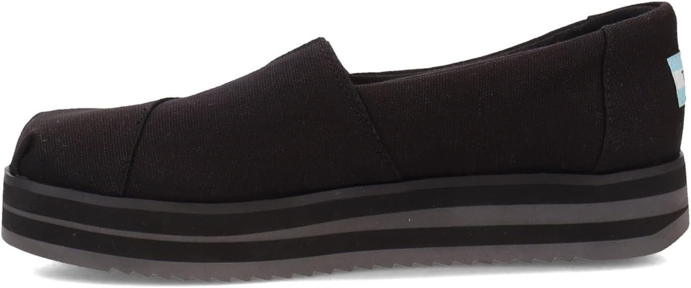 TOMS Women's Alpargata Midform Loafer Flat, Black Canvas, 8