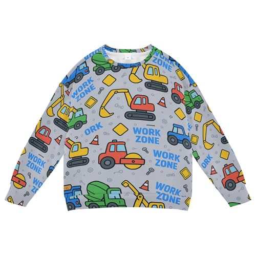 JUNZAN Construction Vehicles Gray Little Boys Hoodie Sweatshirt Fleece Tops Clothing Shirts Sports 4T