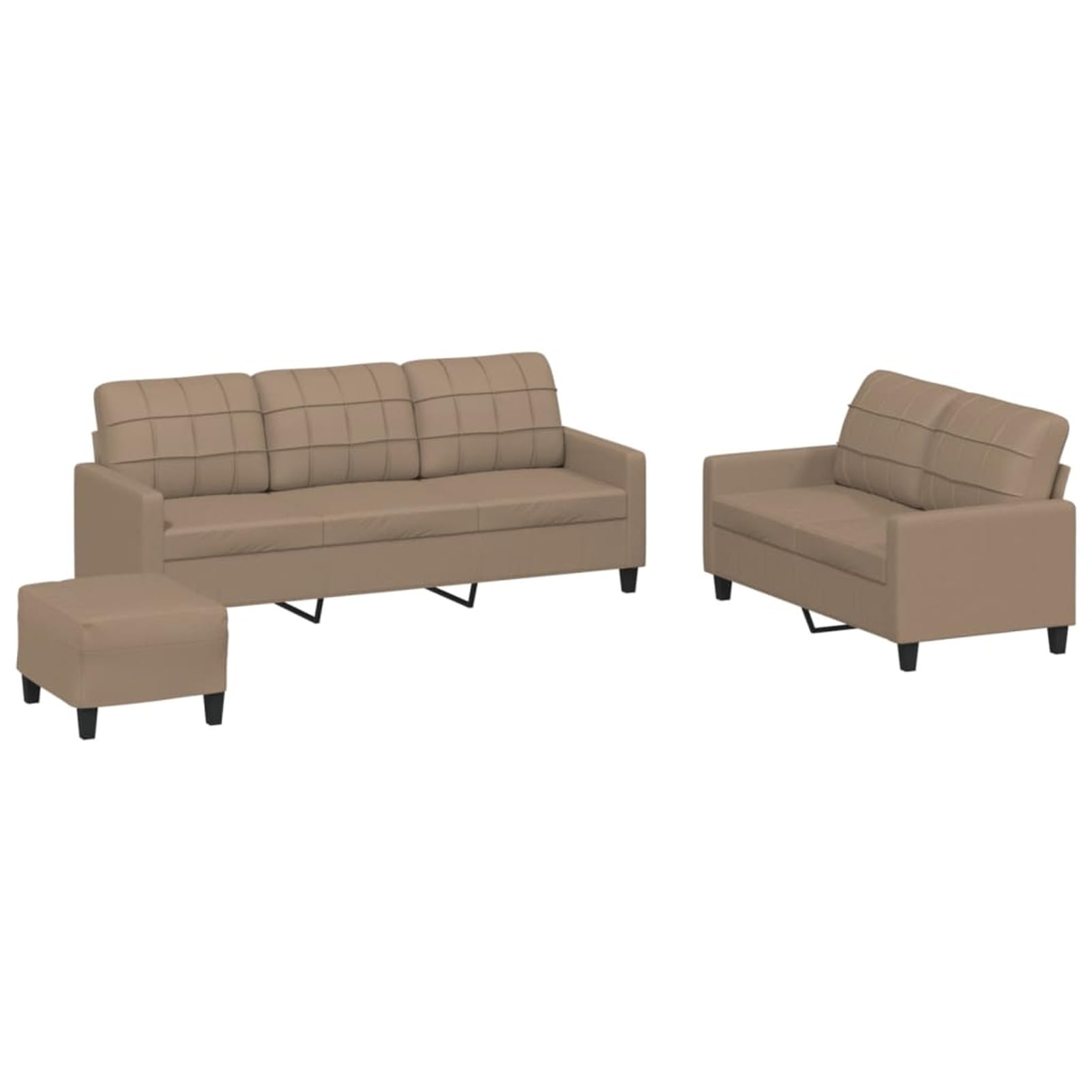 3-tlg. Sofagarnitur mit Kissen Cappuccino-Braun Kunstleder, Sofa Mit Relaxfunktion, Couchgarnitur, Wohnzimmer Sofa, Couch, Sofa Set 3201387