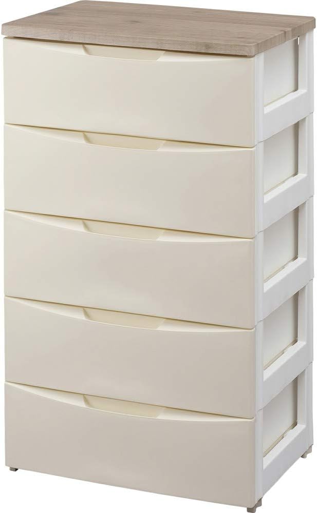 ぼん家具 チェスト 5段 木製 幅80cm ガラス天板 アクセサリー