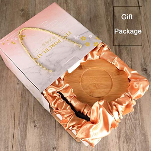 Japanese Cuisine Bowl (6.3 By 3.15 Inches) Set With Wooden Lid, Soup Spoon, Wooden Chopsticks, Bamboo Tray, Ceramics Sakura Ramen Bowl, Ceramic Instant Noodle Bowl, Salad Bowl Soup Bowl Rice Bowl #TOP7