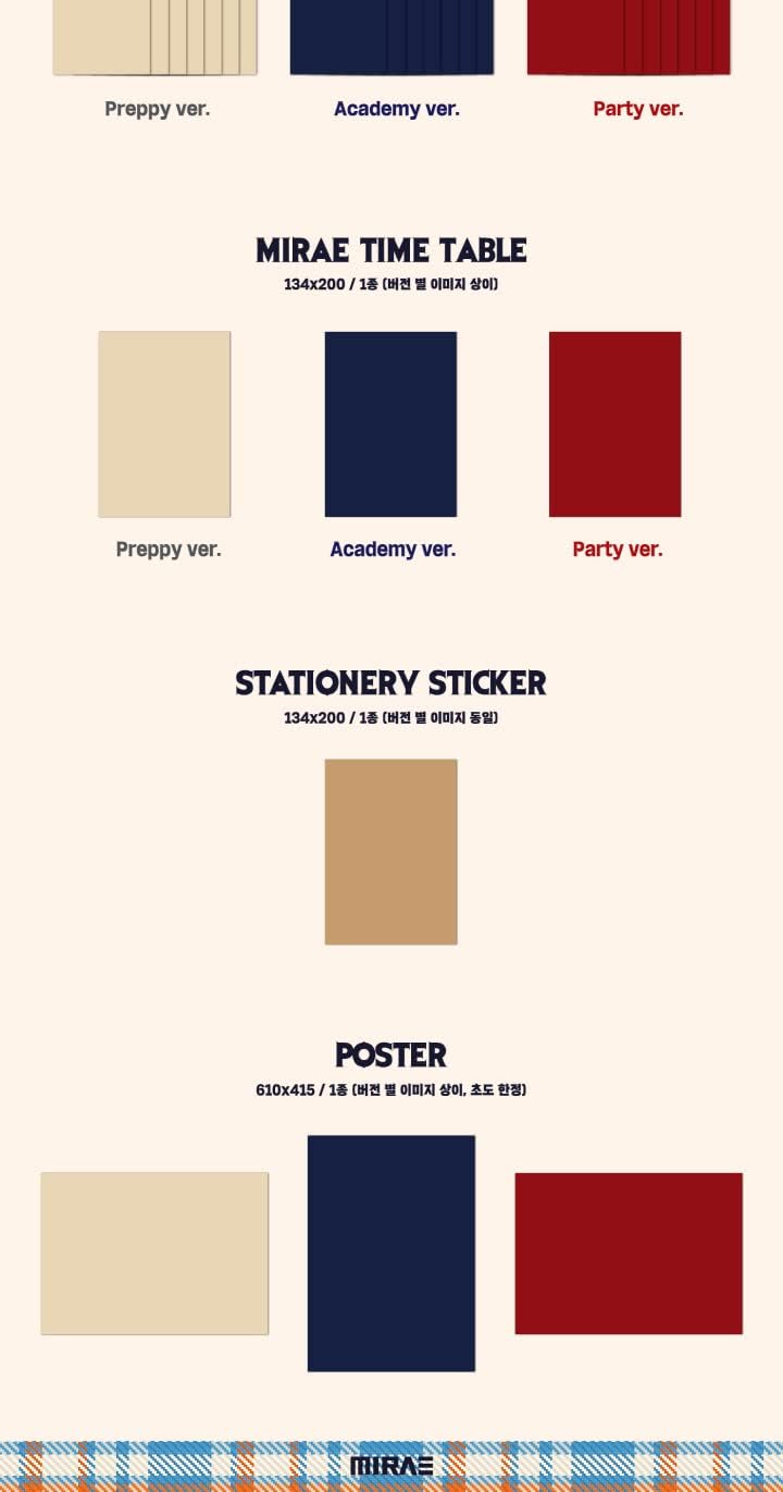MIRAE Marvelous 3rd Mini Album Contents+Poster+Tracking Kpop Sealed (SET(Preppy+Academy+Party))