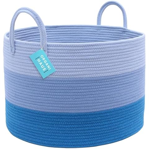 OrganiHaus Large Cotton Rope Storage Basket Cover