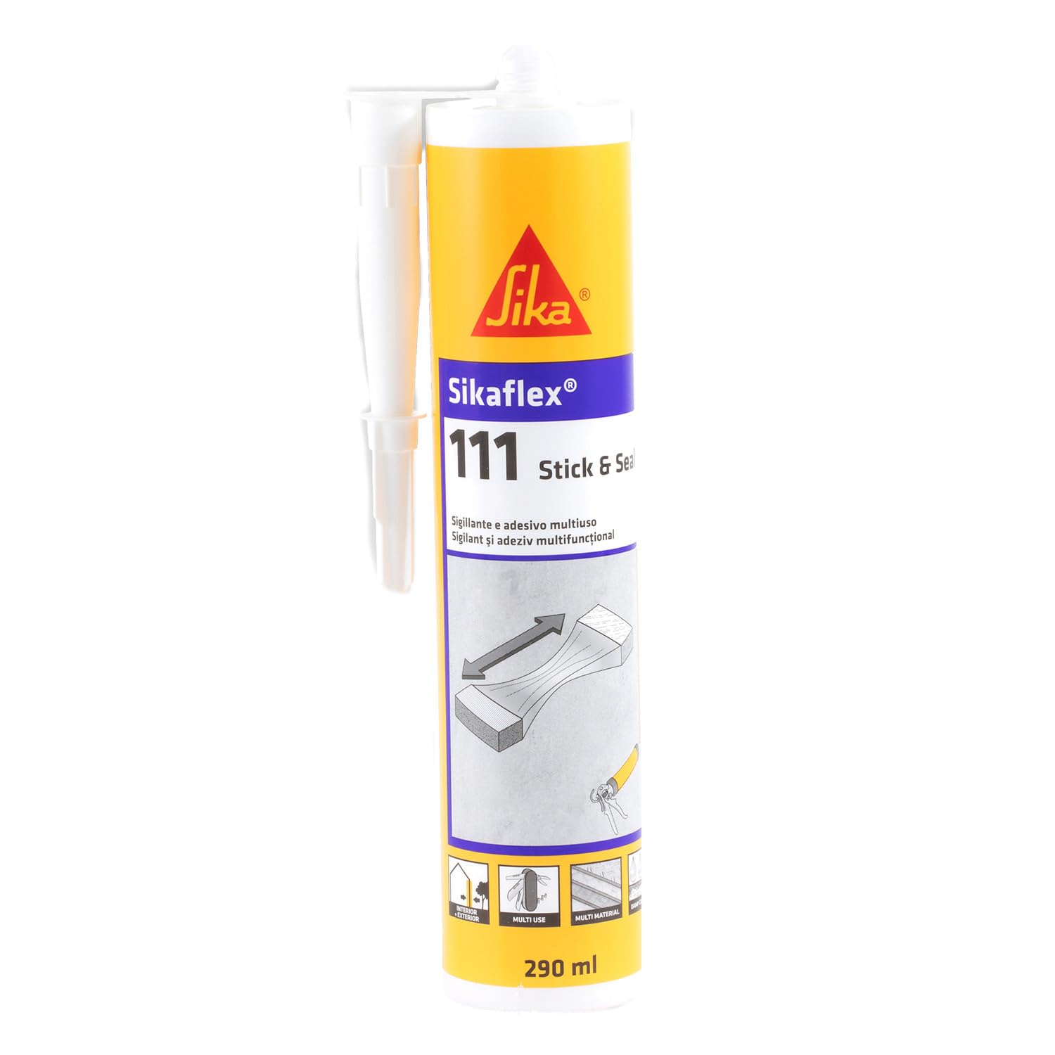 SIKA - Sigillante adesivo multiuso - Sikaflex-111 Stick & Seal, Grigio - Ideale per esterni, resistente e flessibile - La soluzione pronta all'uso per ogni fissaggio - 290ml