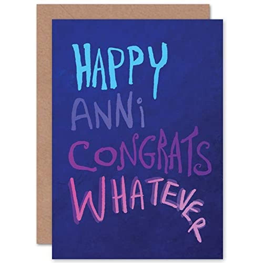 Artery8 Happy Birthday Anniversary Congratulations Whatever Purple Funny Sealed Greeting Card Plus Envelope Blank inside