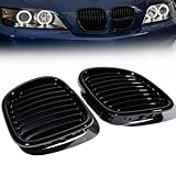 Anzios Front Upper Hood Bumper Grille Compatible with 1995-2002 BMW Z3 Roadster Convertible Coupe 2-Door, Single Slat Gloss Black Pair 51138397503/51138397504/ 51138412949/51138412950