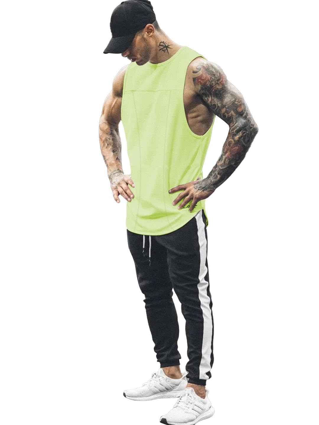 CHKOKKO Tank Tops Sleeveless T-Shirt for Men Dry Fit Vest Moisture Wicking Gym Wear Solid Stylish Design Round Neck Running Sando for Sports Workout Fitness Apparel