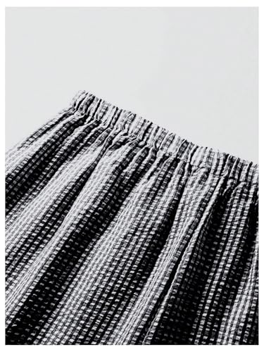 GORGLITTER Women's Plus Size Plaid Chercked Gingham Pants Wide Leg Low Rise Plaid Baggy Casual Trousers Sweatpants4