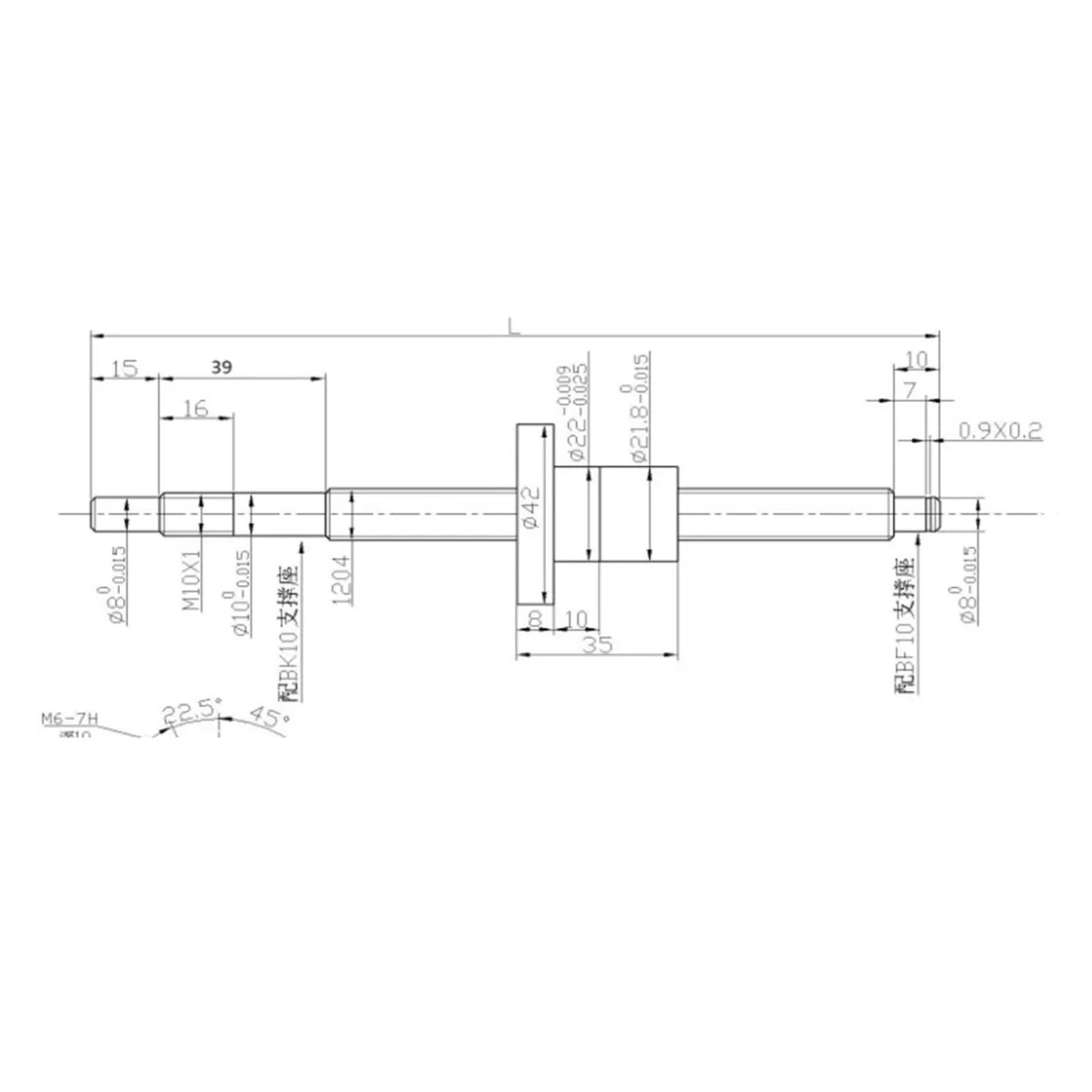 SFU1204 200 250 300 350 400 450 500 550 600 800 mm gerollte Kugelumlaufspindel C7 mit 1204 Flansch Einzelkugelmutter BK/BF10 Ende bearbeitet(400mm)