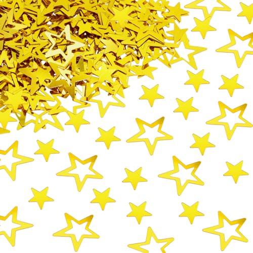 Image of ONLYKXY 500Pcs Star Table Decor Glitter Confetti Table Star Decoration for Birthday Wedding Foil Theme Christmas Thanks Giving Party Valentine's Day Scatter Bless Confetti (Golden)