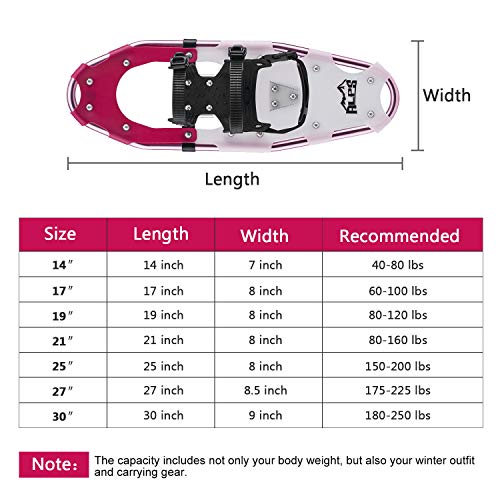 ALPS 30 Inches Light Weight Snow Shoes Set for Women, Girls, Aluminum Snowshoes for Hiking and Outdoor Activities