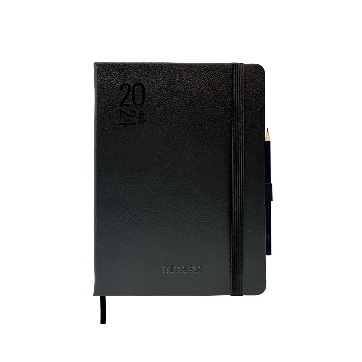MITAMA Elegance Diary Black, Daily Planner, 12 Months 2024, 366 Pages + 66 Extra Contents
