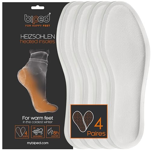 biped Semelles chauffantes – Lot de 4 Paires de Chauffe-Pieds pour Hommes et Femmes – Chaleur Naturelle Jusqu’à 8 Heures – Activation à l’air...