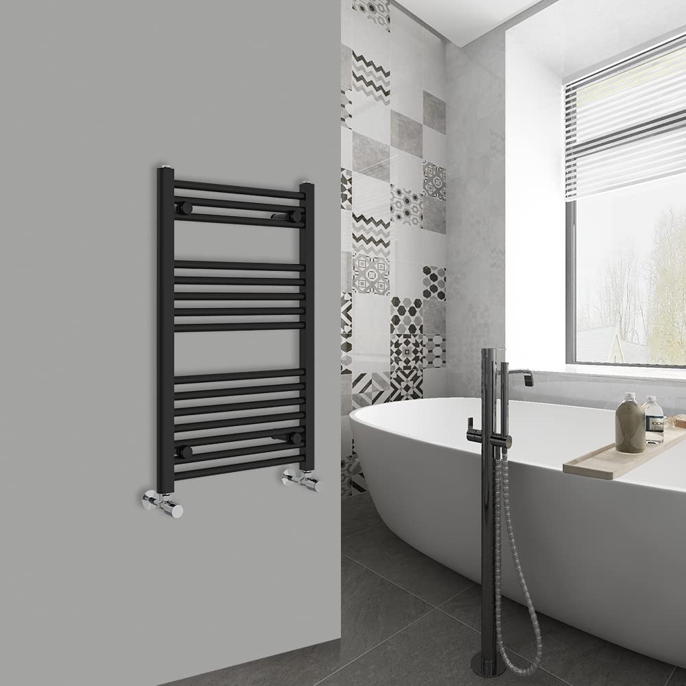 Warmehaus Modern Bathroom Heated Towel Rail Ladder Radiator 800x500mm Straight for Bathroom Kitchen Black