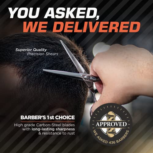 Professional Hair Scissors 5 Inch With Extremely Sharp Blades, 440C Steel Hair Cutting Scissors, Durable, Smooth Motion & Fine Cut, Barber Scissors With Elegant Sheath, Cleaning Leather & Key #TOP7
