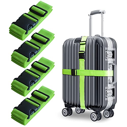 Image of 4 PCS Luggage Strap 78 inch x 2 inch Suitcase Belts Wide Adjustable Packing Straps Travel Accessories, Green