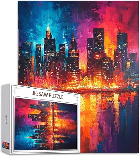 Pintada Puzzle 5000 Piezas Adultos, Puzzle Ciudad Patrón Diseño, Jigsaw Adultos, 5D DIY Artesanía Familia Actividades con Embalaje de Caja de Regalo, Home Room Wall Decor, Regalo 156x105cm, Model626