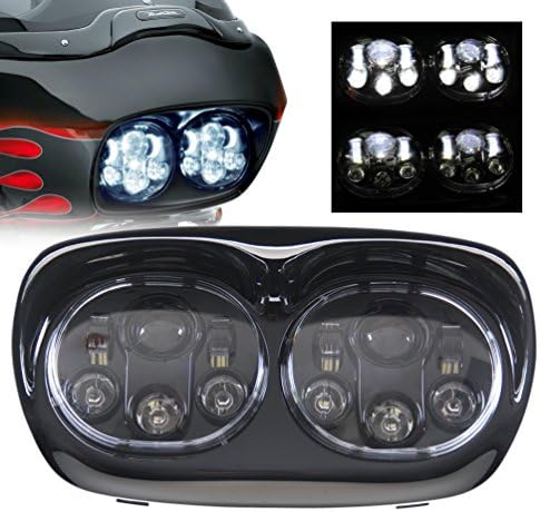 SUNPIE 5-3/4" Black Motorcycle Projector Dual LED Headlight Compatible with H_arley Motorcycles Compatible with Road Glide 2004~2013