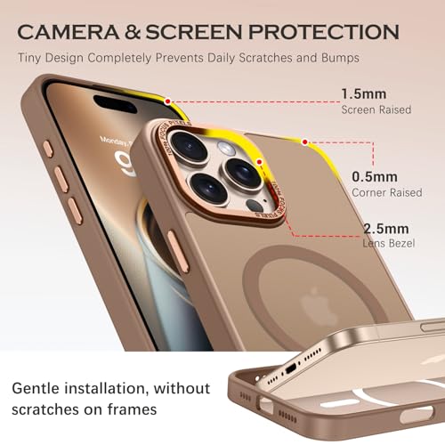 Image of YINLAI for iPhone 16 Pro Case 6.3-inch,Magnetic Compatible with MagSafe, Slim Matte Anti-Fingerprint, Shockproof Full Body Military Grade Protection for iPhone 16 Pro Cover, Brown