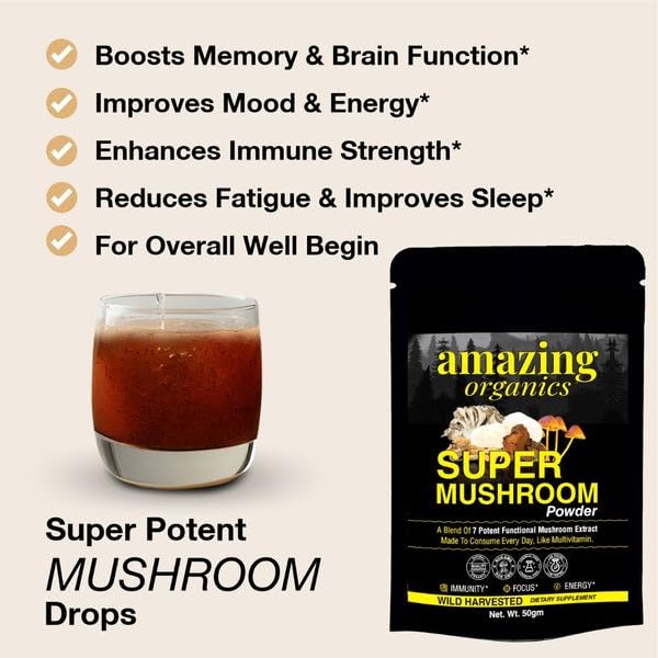 Super Mushroom Powder Blend - Premium Mix for Daily Wellness, Natural, Vegan-Friendly" Super Mushroom Powder Blend - Premium Mix for Daily Wellness, Natural, Vegan-Friendly"