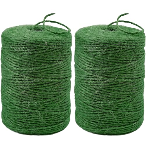 Image of 2Pack 2mm Natural Jute Twine String 1600 Feet Long Twine String for Crafting Gardening Gift Wrapping Macrame DIY Home Decor (Green-800Feet /Roll)
