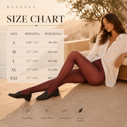 Image of HONENNA Sheer Tights for Women 2 Pairs Ultra Thin Reinforced T Crotch Control Top Pantyhose Stockings