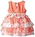 Youngland Baby Girls' Knit and Mesh Tiered Fashion Dress, Coral/Multi, 24 Months
