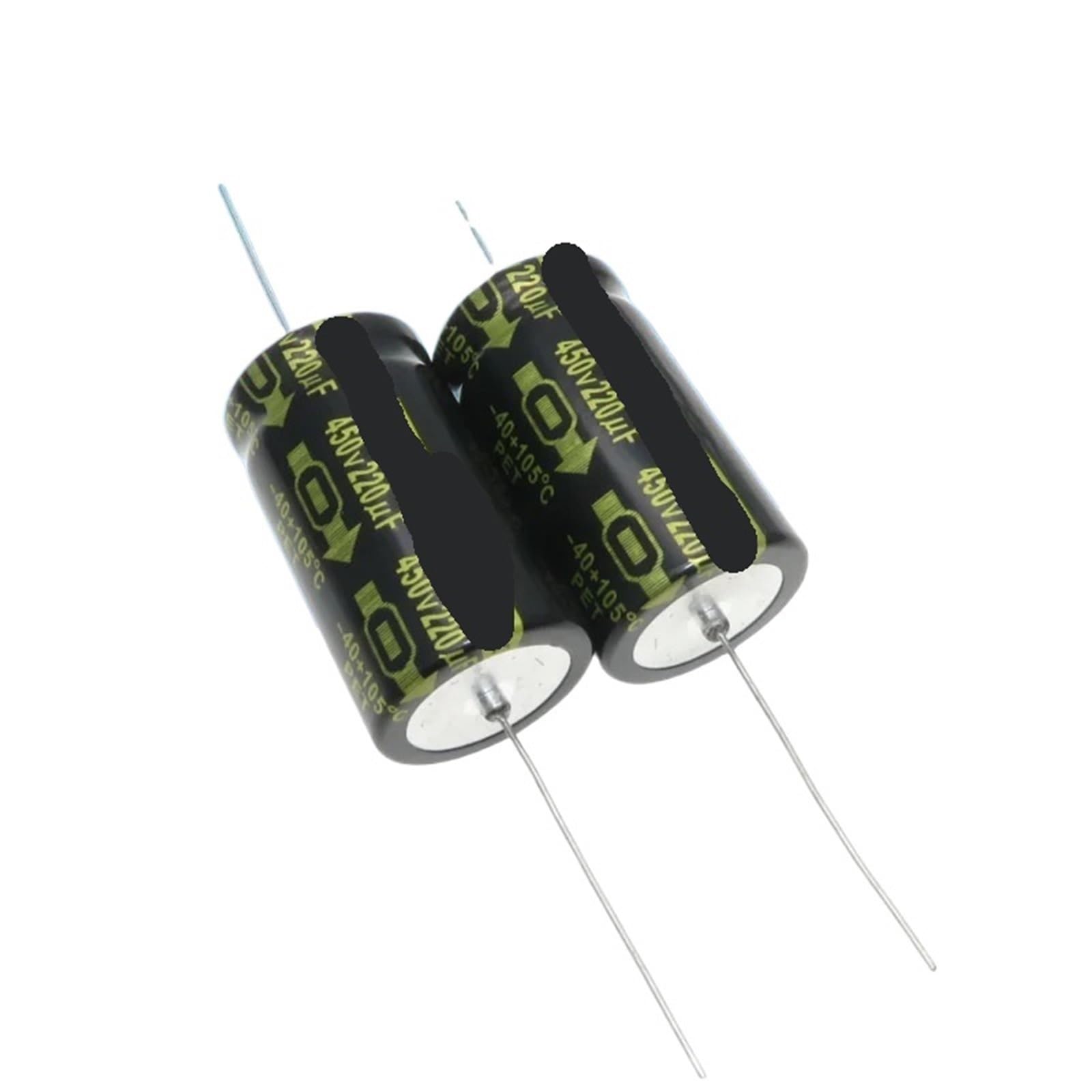 2 condensadores electrolíticos de filtro amplificador de tubo de alto voltaje polarizados axialmente, 450 V, 220 uf, 25 x 45 mm.