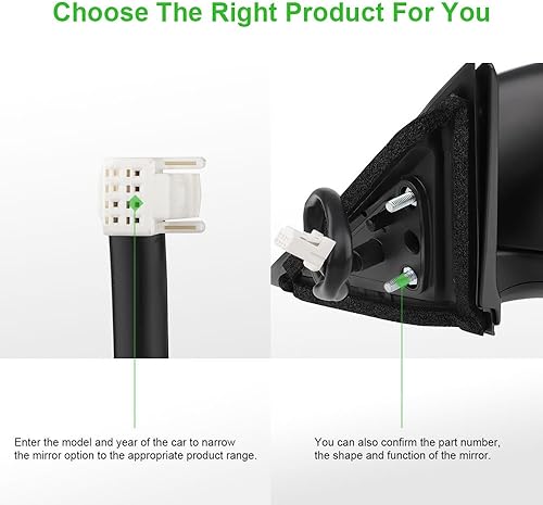 Miniatura 7 de SCITOO Espejo retrovisor lateral derecho del pasajero para 2013-2018 para Nissan ALTIMA Power Adjusted Negro Espejo exterior de repuesto